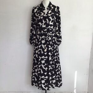 Zara Black and White Long Sleeve Dress